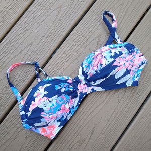 Old Navy Blue Floral Bikini Top
